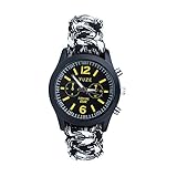 Aoohe Newest Diy 550 Paracord Survival Bracelet Watch Flint Whistle Buckle