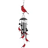 Ptazucv Cardinal Wind Chimes for Outside, Black Metal Windchimes Outdoors, Cardinals Gifts for Women/Men, Garden/Yard Decor, Memorial/Birthday Gifts for Grandma/Mom, Durable Chimes for Outdoors