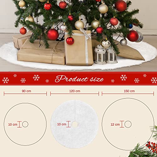GIGALUMI Christmas Tree Skirts 48 Inch White Faux Fur Tree Mat