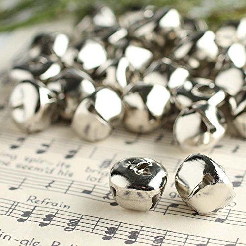Package of 60 Shiny Silver Jingle Bells for Embellishing and Decorating