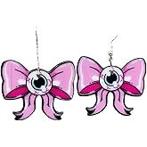 Earrings for Women, Harajuku Eyeball Earrings for Women, Gothic Cute Bowknot Drop Dangle Earrings, Visual Kei Decora Alternative Fashion Jewelry, Unique Abi Anime Style Accessories