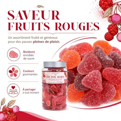 Wonkandy Bonbons Fruits Rouges 1,2 kg – Délicieuses Gommes Tendres aux Saveurs de Fruits des Bois – Format Familial pour Fêtes, Anniversaires et Candy Bar