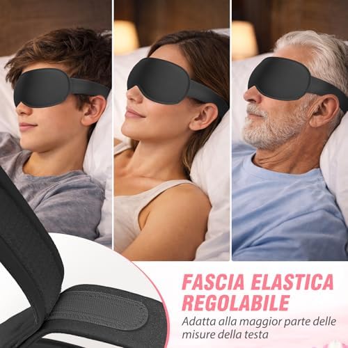Mascherina per Dormire 3D, 100% Oscurante, Spazioso e Traspirante — foto 6 di 8