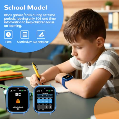 RUXINGX Reloj Inteligente Niño, Smartwatch Niños con GPS y Videollamadas, Teléfono, Chat de Voz, SOS, Modo Escuela, Cámara, Podómetro, Monitor de Sueño, IP68 Impermeable Regalo Niñas y Niños, Azul
