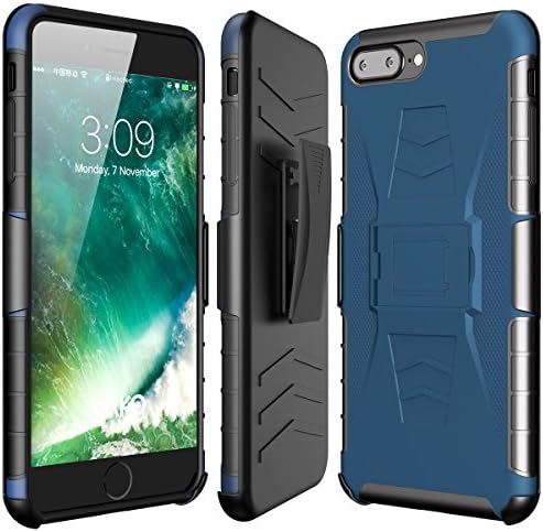 iPhone 8 Plus/7 Plus Belt Case, VAKO Slim Shockproof Belt Clip Holster Cover with Kickstand and Extra Heavy Duty Protection Stand Shell for iPhone 8 Plus/7 Plus (Blue)