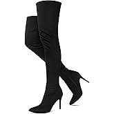 Jiu du Thigh High Boots for Women Pointed Toe Stiletto Over The Knee Boot Suede Side Zipper High Heel Boots