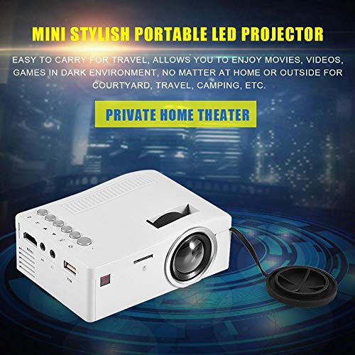 Eboxer Mini Portable Home Theater LED Projector 1080P HD HDMI Media Player for Home Theater Support HDMI, AV, USB, Micro SD Input. (White)