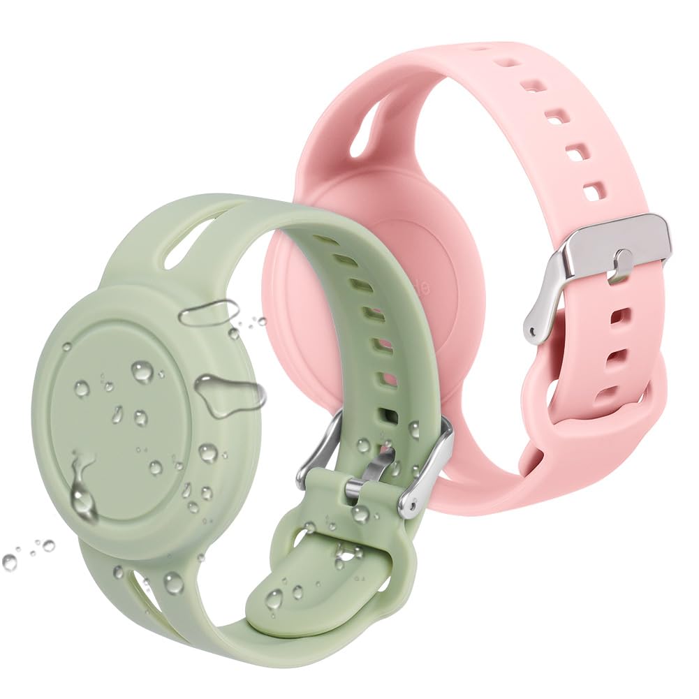 AXFEE Watchband Compatible with Apple Airtag, Silicone Bracelet Protective Case for AirTag, Anti-Lost Adjustable Wristband for AirTags, Durable Anti-Scratch Protective Cover for Kids Elderly