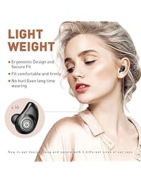 Auriculares inalámbricos Bluetooth 5.0 Relaxyo Hi Fi estéreo cancelación de ruido auriculares Dual integrado micrófono auriculares con 2000mAh de carga en la oreja 72H tiempo de reproducción del ciclo, emparejamiento automático para iOS, Android, ventana