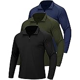 3Pack Men’s Quarter Zip Pullover Athletic Shirts Long Sleeve Sweatshirts Quick Dry Shirts Tops for Running Workout Golf Gym