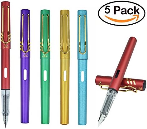 Yakura Fountain Pen with Ink Refill Converter Extra Fine Point Nib Signature Calligraphy Executive Business Gift Pens.Pack of 5