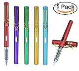 Yakura Fountain Pen with Ink Refill Converter Extra Fine Point Nib Signature Calligraphy Executive Business Gift Pens.Pack of 5