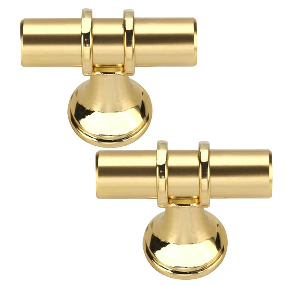 DAJUXIN 2 Pcs Brushed Brass Single Hole Knob Furniture Door Knobs Cabinet Bar Handle for Kitchen Cupboard Door Dresser Drawer Pull Knob