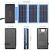 Solar Charger 20000mAh,Wireless Qi Power Bank Portable Solar Battery Charger with 3 Solar Panels Flashlight 5V 2.1A Dual Port Output Waterproof External Battery Pack for Outdoor Camping Travel-Blue