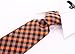 Scott Allan Men's Brown and Orange Tie | Standard Size Adult Woven Necktie | Gingham Pliad ORANGE Necktie for Him