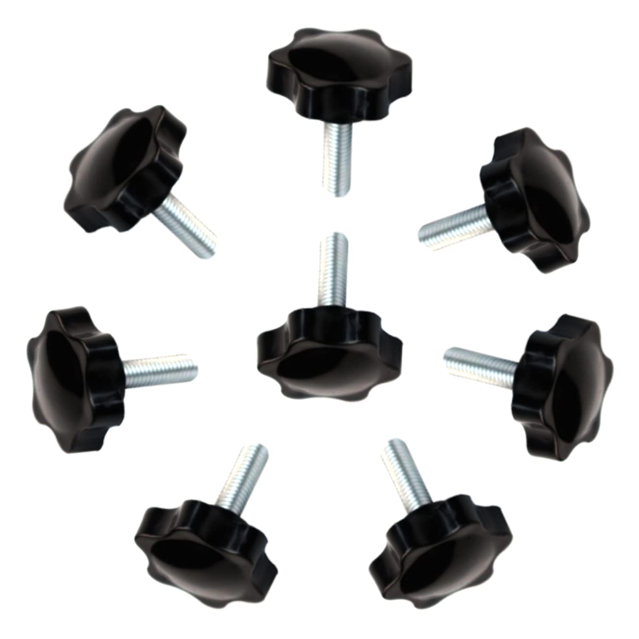 LERT Pack of 8 Black Thumb Nuts Screw Head Buttons Button Handle Tightening Screw for Machine Tools Fixed M8 x 25 mm