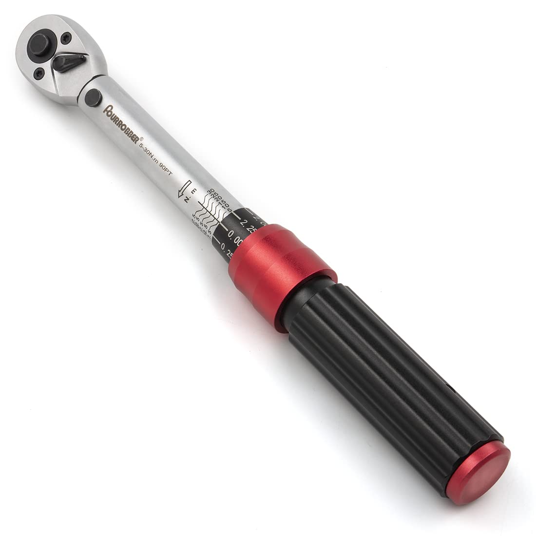 FOURROBBER Torque Wrench 1/4-inch Drive Click Dual-Direction Adjustable 90-Tooth Torque Wrench 5-30Nm,Accuracy ± 3%