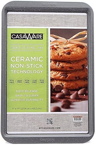 CasaWare Ceramic Coated NonStick Cookie/Jelly Roll Pan 11x17 (Silver Granite) by casaWare