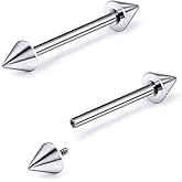 Gnznzko 14G 16G ASTM F136 Titanium Internally Threaded Nipple Piercing Jewelry Straight Barbell Spik G23 Implant Grade Solid Titanium Nipple Bars Piercing Rings Jewelry for Women Men 12mm 14mm 16mm