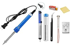 Cangfort Electronics 60W Soldering Iron Kit, Adjustable Temperature 110V Welding Tool Set with Stand, Tweezers & 8 Accessorie