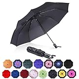 ABCCANOPY Umbrella Compact Rain&Wind Teflon Repellent Umbrellas Sun Protection with Black Glue Anti UV Coating Travel Auto Folding Umbrella, Blocking UV 99.98% (Black)