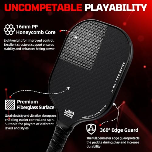 BAGAIL Pickleball Paddles Set, Pickle Ball Rackets with 4 Balls, Light - High Shock Absorption - Ergonomic, Suitable for Indoor and Outdoor Pickleball Games