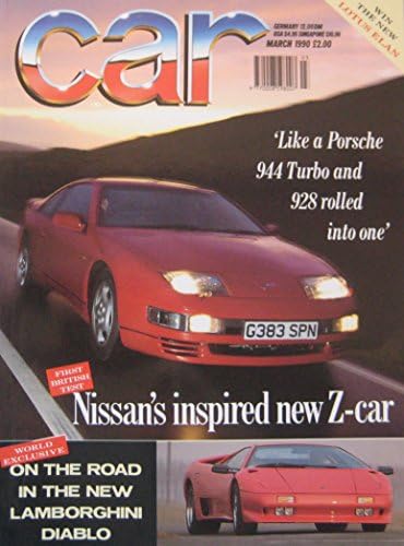 CAR magazine 03/1990 featuring Lamborghini Diablo, Nissan 300ZX, Ford Cosworth,Rover, BMW
