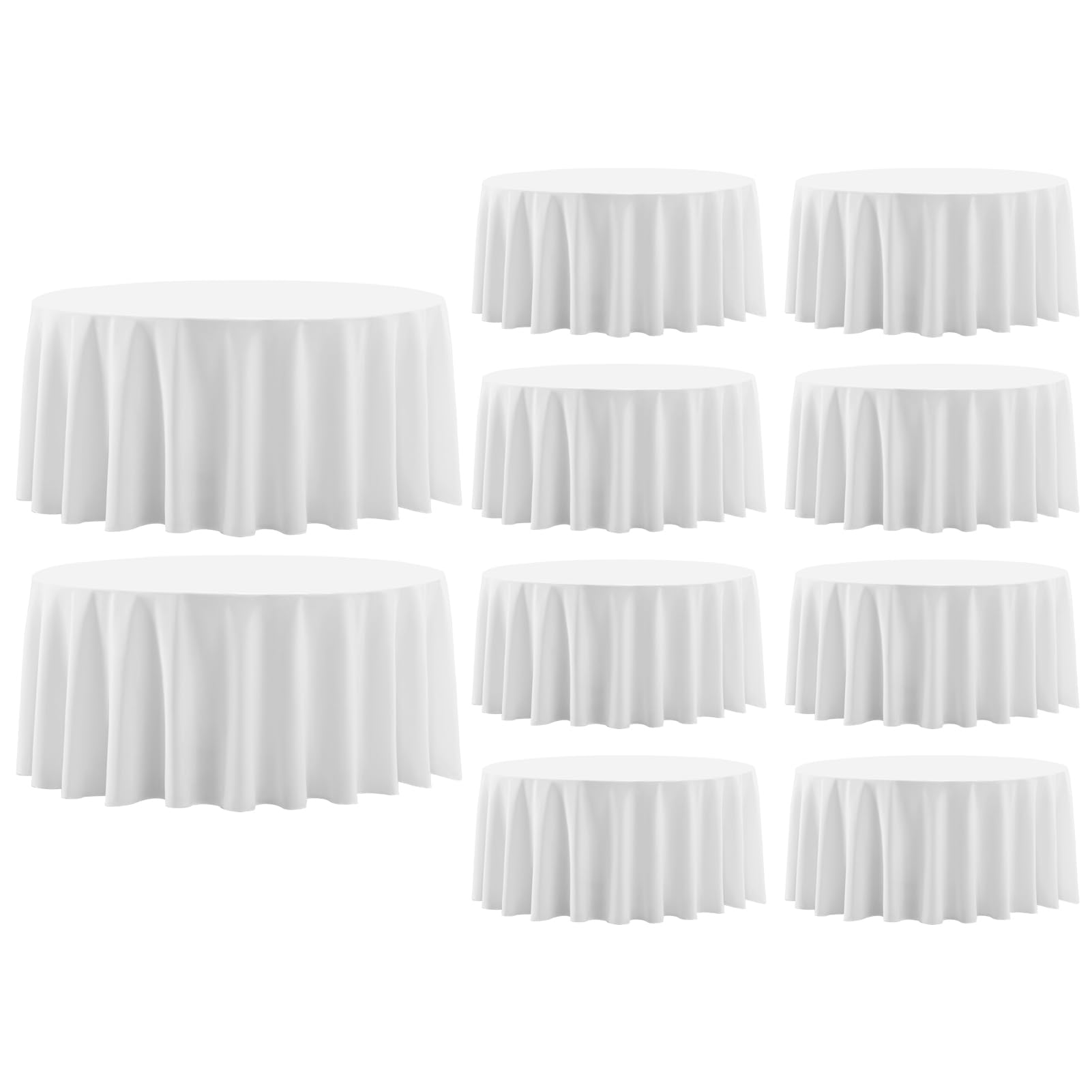 Aocoz Round Tablecloth 10 Pack 90 Inch White Tablecloths Washable Decorative Linen Polyester Table Clothes Cover for Dining Table Banquets Buffet Parties and Wedding Image