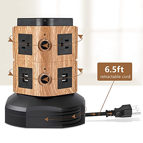 Power Strip Tower Surge Protector with 10W Wireless Charger, 4 USB