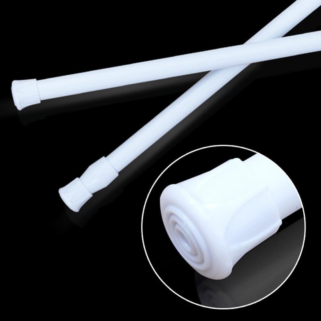 Deklong Bathroom Shower Curtain Rod Spring Loaded stretch Telescopic Tension Curtain Rail Pole (White, 15.8-27.6 inch)