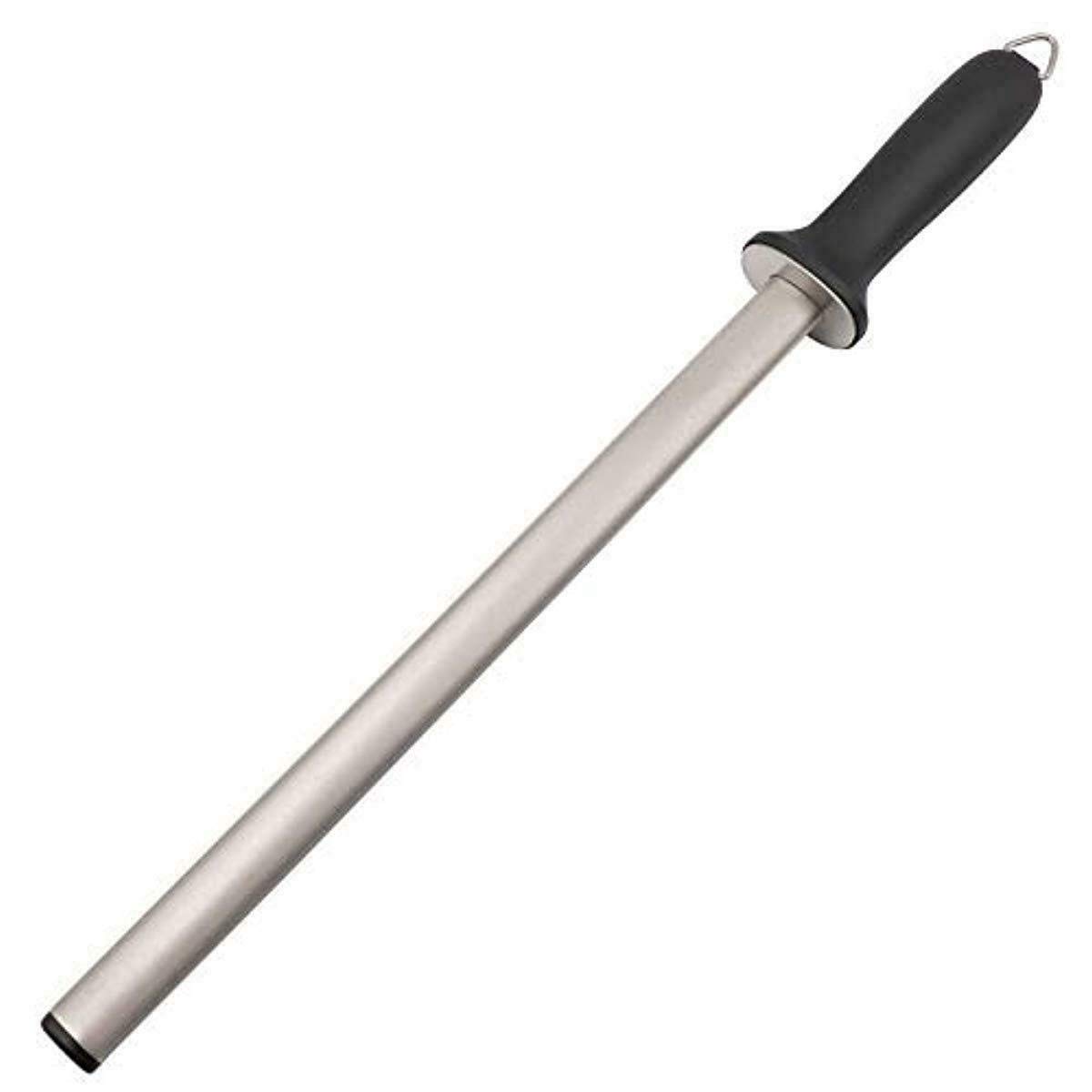 Abuycs 10 Inch Diamond Carbon Steel Knife Sharpening Rod, Professional Chef Honing Rod, Household Knife Steel