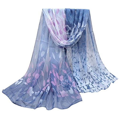 Zomup Women Lightweight Floral Printed Silk Soft Silk Chiffon Shawl Wrap Shawl Scarf Fall Winter Scarves (Dark Gray)
