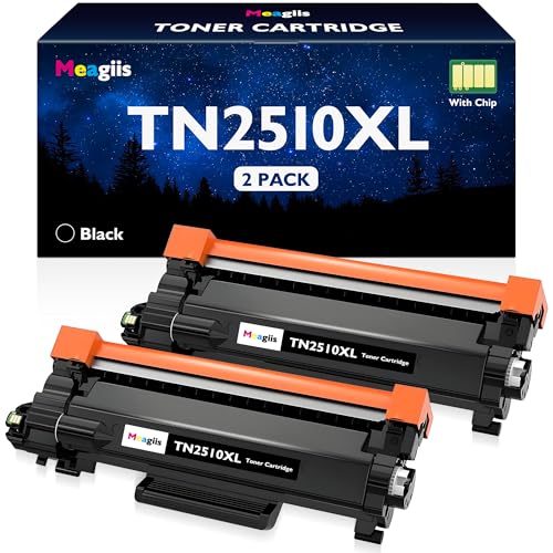 Meagiis TN2510XL TN 2510XL Cartucce Toner Compatibile per Brother TN-2510 XL TN2510XL 2510 Toner per MFC-L2835DW HL-L2400DW HL-L2400DWE MFC-L2800DW DCP-L2620DW MFC-L2860DWE DCP-L2627DW (2 Nero)