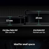 ARCTIC P12 Slim PWM PST 120mm PC Fan 300-2100 RPM Low 15 mm Height Black view 2