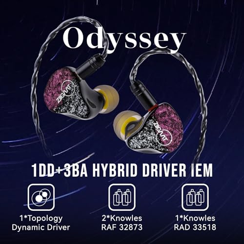 Linsoul ZiiGaat Odyssey In-Ear Earphones, 1DD+3BA IEM Hybrid Wired Gaming Earbuds, Professional Noise Isolating Earphones with Detachable Cable for Bass Lovers