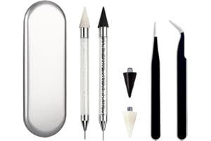 CHNGNA Rhinestone Picker Tool Wax Tip,2 Piece Rhinestone Applicator Tool,Jewel Picker Tool,Rhinestone Wax Pencil,Rhinestone Pickup Tool,Rhinestones Wax Pen for Rhinestones(Black and White)