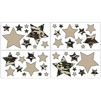 Camo Green Wall Decal Stickers by Sweet Jojo Designs - Set of 4 Sheets