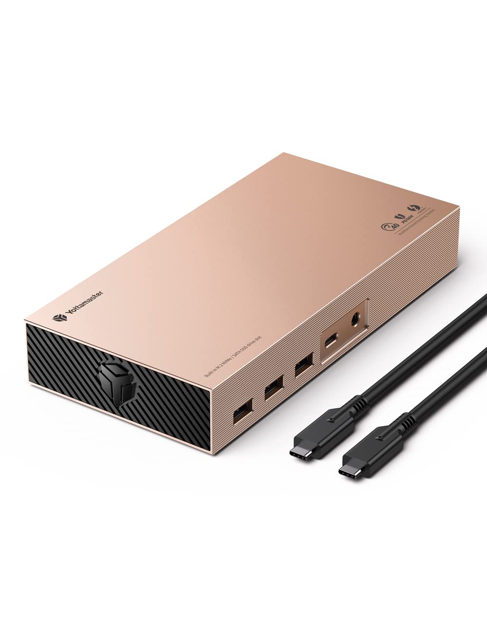 USB Dock with Dual M.2 Slots, USB C Hub with Thunderbolt 3 Port, Ethernet, Audio, DisplayPort, 24V/5A Charging, USB-C Port, 2 USB-A Ports - Rose Gold
