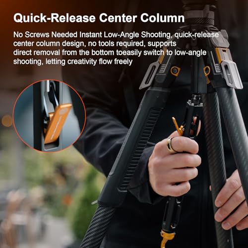 COMAN One Click Full Opening Carbon Fiber Photo Tripod, Professional Video Tripod, Quick Upgrade Ball Head, Max Height 165cm, Max Load Capacity 20kg (T1S)
