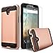 ZTE ZFive 2 Case, ZTE Maven 2 Case, ZTE Sonata 3, ZTE Prestige 2 Case, Circlemalls 2-Piece Style Hybrid Shockproof Protective Phone Cover With [HD Screen Protector] +Stylus Pen (Rose Gold)