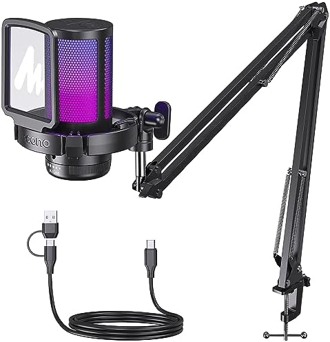 MAONO Gaming USB Microphone, Noise Cancellation Condenser Mic with