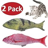 Qiekenao 2 Piece 2017 Catnip Toys Simulation Plush Snapper Fish Shape Doll Interactive Pets, Salmon and Red