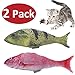 Qiekenao 2 Piece 2017 Catnip Toys Simulation Plush Snapper Fish Shape Doll Interactive Pets, Salmon and Red