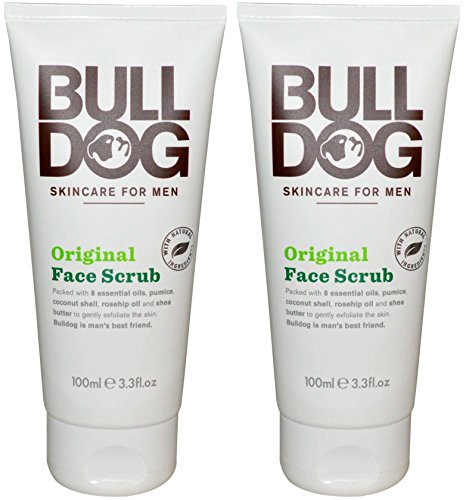 Bulldog Skincare Original Face Scrub For Men (Pack of 2) With 8 Essential Oils, Oat Kernel, Shea Butter and Olive Seed, 4.2 fl. oz.