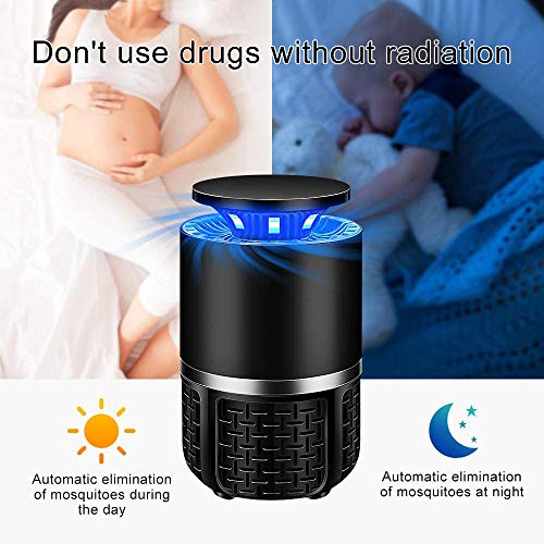 Huahua - Lámpara antimosquitos, usblámpara mosquitera con 360 ° UV LED, con ventosa dispersor, para moscas y mosquitos, para casa, oficina, patio, cocina, Negro