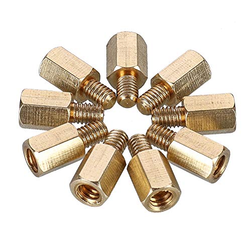 HanTof Replacement PC Mounting #6-32(Inner) to M3(Outer) Brass Jack Screw Standoff,Motherboard Standoffs,ATX Case Standoffs,ATX Standoff for ATX Computer Case - 50 Pack