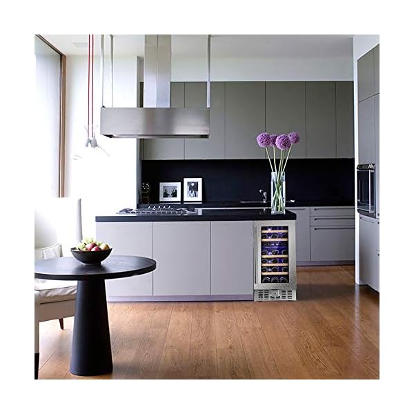 Joy-Pebble-Wine-Cooler-28-Bottle-Dual-Zone-Built-in-Wine-Cellar-with-Stainless-Steel-Double-Layer-Tempered-Glass-Door-and-Temperature-Memory-Function