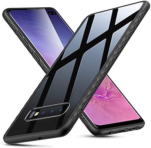 A rtistque Luxurious Shockproof TPU Bumper Back Glass Case Cover withToughened Glass for Samsung Galaxy S10 - Black