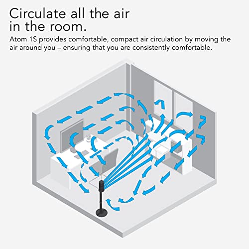 Vornado ATOM 1S Compact Oscillating Tower Fan with Removable Stand, 40