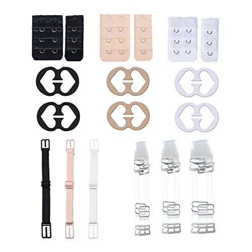 Muhuyi 18Pcs Bra Straps Set, Bra Extenders, Clear Bra Straps, Bra Strap Holders with Bra Strap Clips